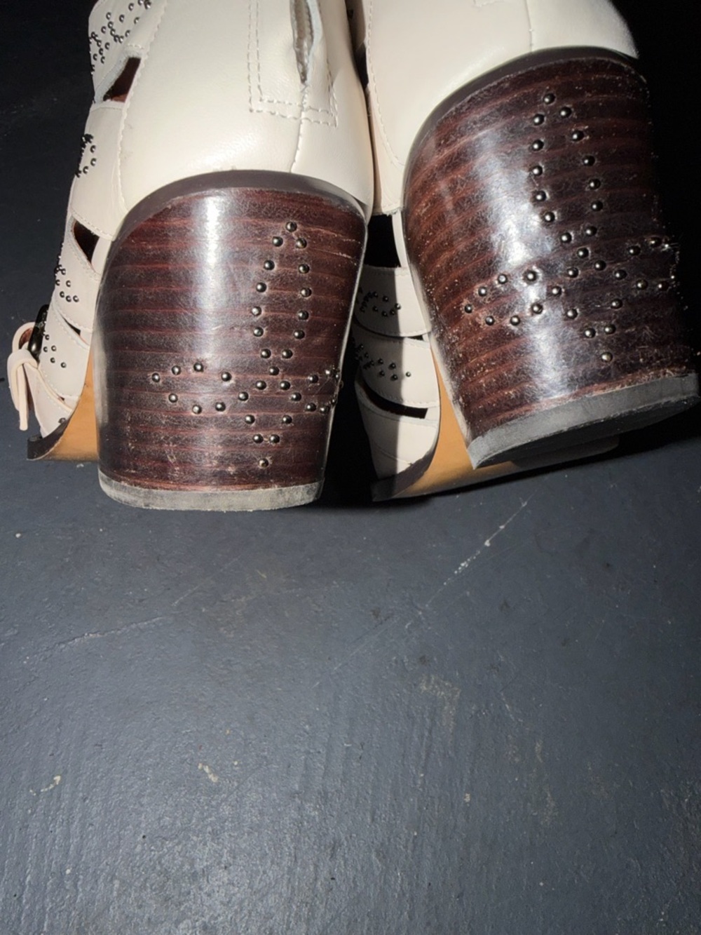 Coach Paisleh |  Cream Studded Lace-Up Ankle Boots - Picture 4 of 9